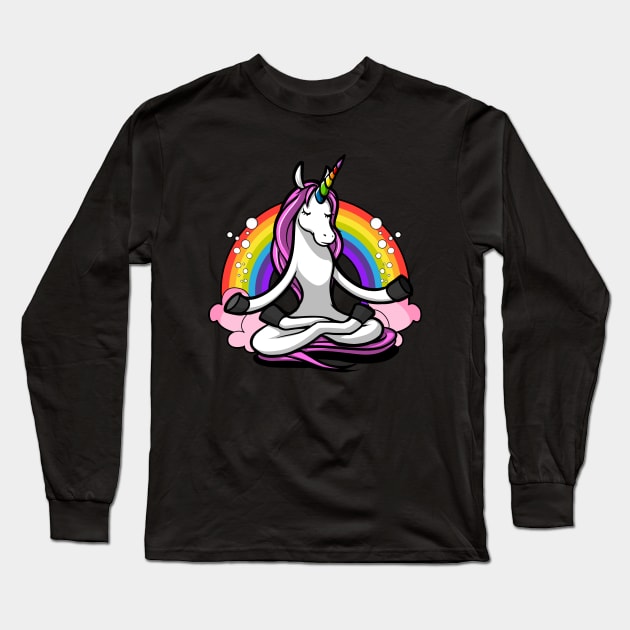 Unicorn Zen Yoga Long Sleeve T-Shirt by underheaven